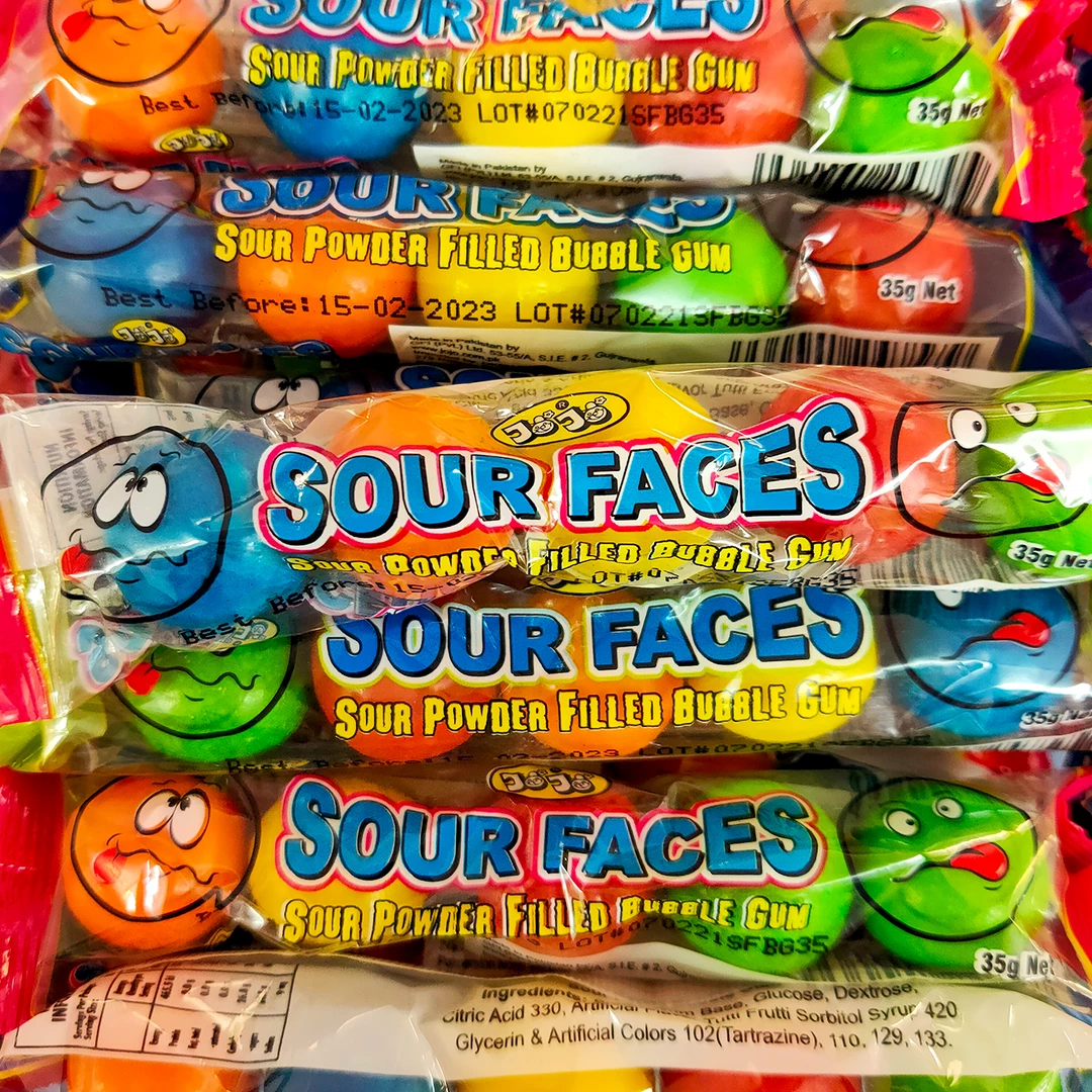 Not Specified Sour Faces Gumballs 5/35g Novelty 3 Not Specified Sour Faces Gumballs 5/35g Novelty